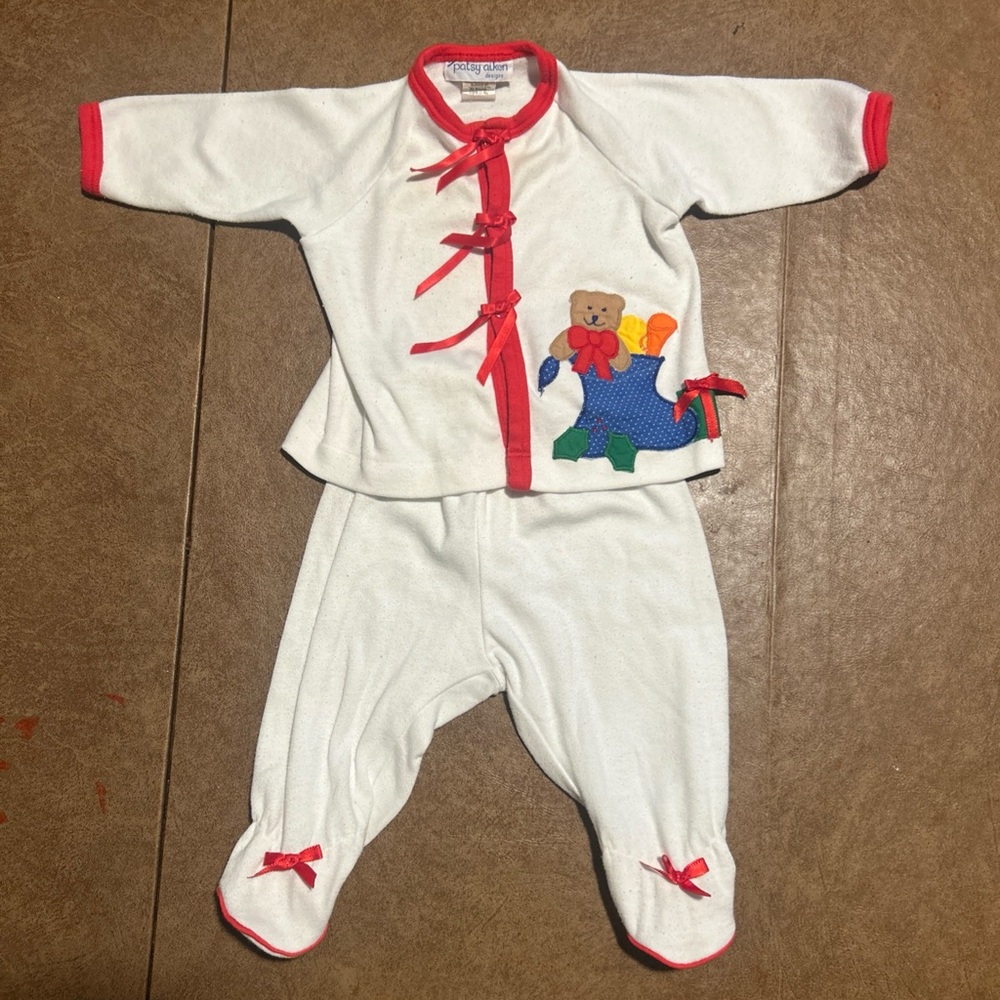 Patsy Aiken Designs Newborn 6months X-Mas 2pc Set Nordstrom Exclusive VTG '85